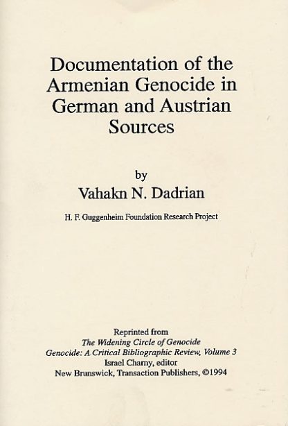 Documentation of the Armenian Genocide in German and Austrian Sources
